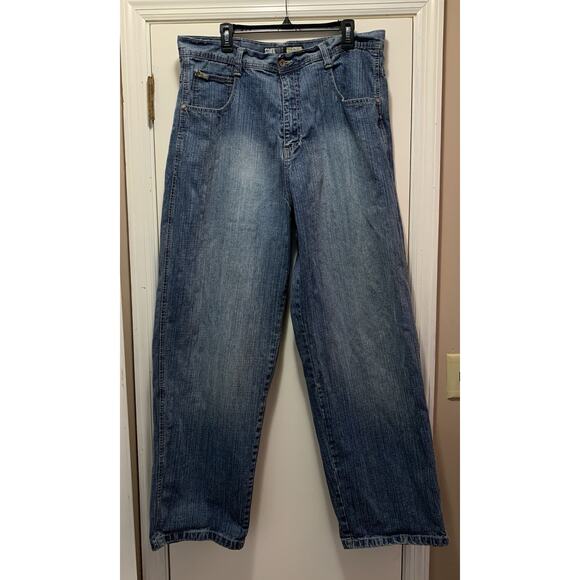 SouthPole Y2K Baggy Wide Leg Grunge Skater Blue Jeans RN82628 Gold Tab 40 - Picture 1 of 6